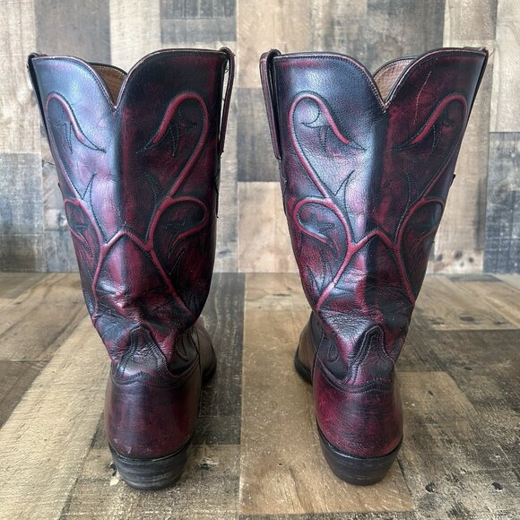 Lucchese Classics L681423 Vintage Black Cherry Cowboy Boots Mens 10 D - Picture 8 of 12